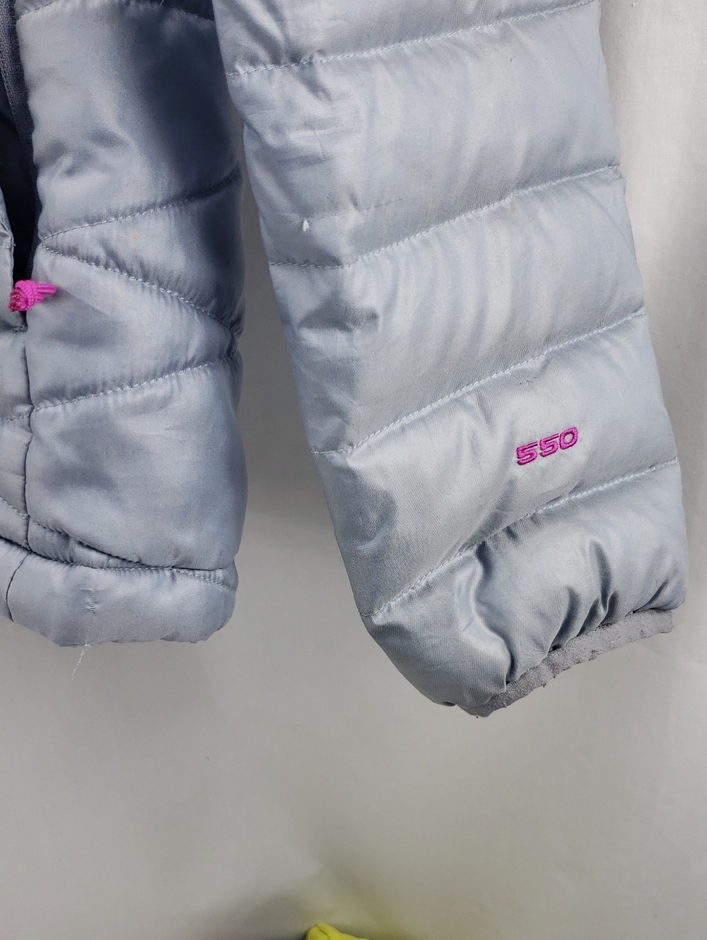 The North Face Puffer Jacket Grey Pink 550 Down Insulated Full Zip Size Large - Picture 3 of 9